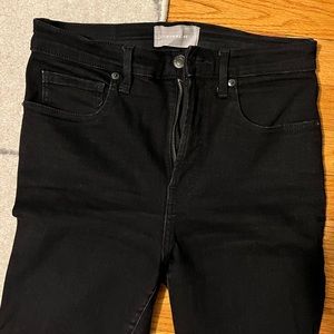 Everlane black skinny jeans, size 29, slightly distressed, excellent condition